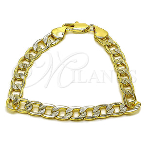 Oro Laminado Fancy Bracelet, Gold Filled Style Curb Design, Polished, Golden Finish, 04.213.0236.07 (Thickness, 8 Inches Length)