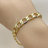 Oro Laminado Basic Bracelet, Gold Filled Style Pave Cuban Design, Polished, Golden Finish, 03.213.0448.08 (Thickness, 8 Inches Length)