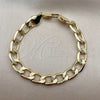 Oro Laminado Basic Bracelet, Gold Filled Style Pave Cuban Design, Polished, Golden Finish, 03.213.0448.08 (Thickness, 8 Inches Length)