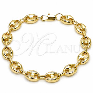 Oro Laminado Basic Bracelet, Gold Filled Style Puff Mariner Design, Polished, Golden Finish, 04.213.0345.10 (Thickness, 10 Inches Length)