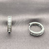 Rhodium Gold Filled Huggie Hoop, with White Cubic Zirconia, Polished, Rhodium Finish, 02.282.0154.18