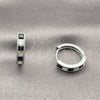 Rhodium Gold Filled Huggie Hoop, with Black and White Cubic Zirconia, Polished, Rhodium Finish, 02.282.0154.1.18