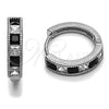 Rhodium Gold Filled Huggie Hoop, with Black and White Cubic Zirconia, Polished, Rhodium Finish, 02.282.0154.1.18