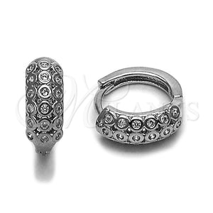 Oro Laminado Huggie Hoop, Gold Filled Style with White Cubic Zirconia, Polished, Golden Finish, 02.282.0156.14