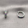 Rhodium Gold Filled Huggie Hoop, with Multicolor Cubic Zirconia, Polished, Rhodium Finish, 02.282.0157.15
