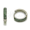 Rhodium Gold Filled Huggie Hoop, with Green Cubic Zirconia, Polished, Rhodium Finish, 02.282.0157.2.15