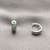 Rhodium Gold Filled Huggie Hoop, with Green Cubic Zirconia, Polished, Rhodium Finish, 02.282.0160.14