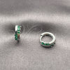 Rhodium Gold Filled Huggie Hoop, with Green Cubic Zirconia, Polished, Rhodium Finish, 02.282.0162.10