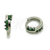 Rhodium Gold Filled Huggie Hoop, with Green Cubic Zirconia, Polished, Rhodium Finish, 02.282.0162.10