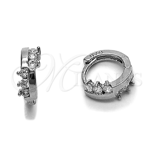 Rhodium Gold Filled Huggie Hoop, with White Cubic Zirconia, Polished, Rhodium Finish, 02.282.0162.1.10
