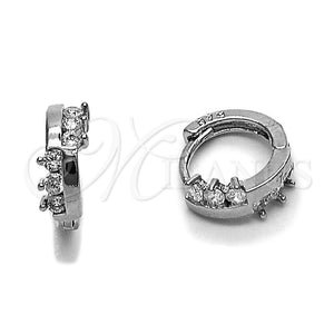 Rhodium Gold Filled Huggie Hoop, with White Cubic Zirconia, Polished, Rhodium Finish, 02.282.0162.1.10
