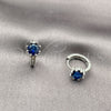 White Gold Filled Huggie Hoop, with Sapphire Blue Cubic Zirconia and White Micro Pave, Polished, Rhodium Finish, 02.282.0163.14