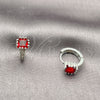 Rhodium Gold Filled Huggie Hoop, with Ruby Cubic Zirconia and White Micro Pave, Polished, Rhodium Finish, 02.282.0164.1.14