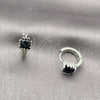 Rhodium Gold Filled Huggie Hoop, with Black Cubic Zirconia and White Micro Pave, Polished, Rhodium Finish, 02.282.0164.2.14