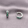 Rhodium Gold Filled Huggie Hoop, with Green Cubic Zirconia, Polished, Rhodium Finish, 02.282.0165.14