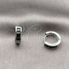Rhodium Gold Filled Huggie Hoop, with Black Cubic Zirconia, Polished, Rhodium Finish, 02.282.0165.1.14