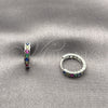 Rhodium Gold Filled Huggie Hoop, with Multicolor Cubic Zirconia, Polished, Rhodium Finish, 02.282.0166.12