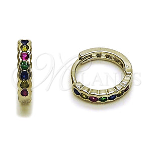 Rhodium Gold Filled Huggie Hoop, with Multicolor Cubic Zirconia, Polished, Rhodium Finish, 02.282.0166.12
