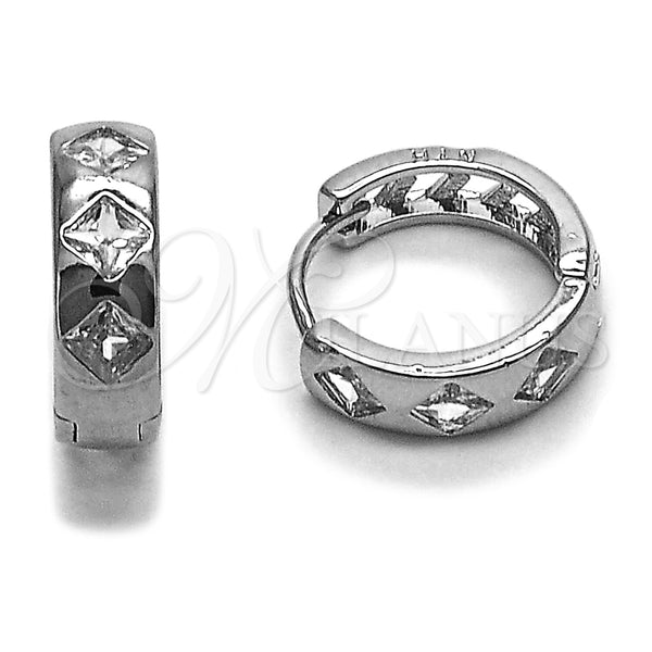 Rhodium Gold Filled Huggie Hoop, Arrow Design, with White Cubic Zirconia, Polished, Rhodium Finish, 02.282.0167.15
