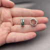 Rhodium Gold Filled Huggie Hoop, with Green Cubic Zirconia, Polished, Rhodium Finish, 02.282.0168.1.14
