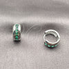 Rhodium Gold Filled Huggie Hoop, with Green Cubic Zirconia, Polished, Rhodium Finish, 02.282.0168.1.14