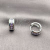 Rhodium Gold Filled Huggie Hoop, with Amethyst Cubic Zirconia, Polished, Rhodium Finish, 02.282.0168.2.14