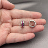 Rhodium Gold Filled Huggie Hoop, with Ruby Cubic Zirconia, Polished, Rhodium Finish, 02.282.0168.3.14