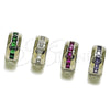 Rhodium Gold Filled Huggie Hoop, with Ruby Cubic Zirconia, Polished, Rhodium Finish, 02.282.0168.3.14