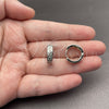 Rhodium Gold Filled Huggie Hoop, Heart Design, with White Cubic Zirconia, Polished, Rhodium Finish, 02.282.0169.16