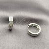 Rhodium Gold Filled Huggie Hoop, Heart Design, with White Cubic Zirconia, Polished, Rhodium Finish, 02.282.0169.16