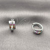 Rhodium Gold Filled Huggie Hoop, with Multicolor Cubic Zirconia, Polished, Rhodium Finish, 02.282.0170.12