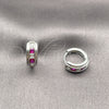 Rhodium Gold Filled Huggie Hoop, with Ruby and White Cubic Zirconia, Polished, Rhodium Finish, 02.282.0171.1.14