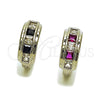 Rhodium Gold Filled Huggie Hoop, with Ruby and White Cubic Zirconia, Polished, Rhodium Finish, 02.282.0171.1.14