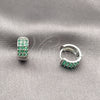 Rhodium Gold Filled Huggie Hoop, with Green Cubic Zirconia, Polished, Rhodium Finish, 02.282.0173.14