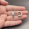 Rhodium Gold Filled Huggie Hoop, with White Cubic Zirconia and White Micro Pave, Polished, Rhodium Finish, 02.282.0174.15