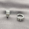 Rhodium Gold Filled Huggie Hoop, with White Cubic Zirconia and White Micro Pave, Polished, Rhodium Finish, 02.282.0174.15