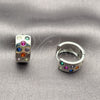 Rhodium Gold Filled Huggie Hoop, with Multicolor Cubic Zirconia, Polished, Rhodium Finish, 02.282.0175.16