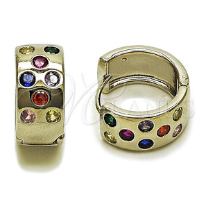 Rhodium Gold Filled Huggie Hoop, with Multicolor Cubic Zirconia, Polished, Rhodium Finish, 02.282.0175.16