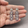 Rhodium Gold Filled Long Earring, Leaf and Cluster Design, with White and Amethyst Cubic Zirconia, Polished, Rhodium Finish, 02.282.0176.1