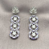 Rhodium Gold Filled Long Earring, Leaf and Cluster Design, with White and Amethyst Cubic Zirconia, Polished, Rhodium Finish, 02.282.0176.1