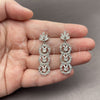Rhodium Gold Filled Long Earring, Leaf and Cluster Design, with White Cubic Zirconia, Polished, Rhodium Finish, 02.282.0176.2