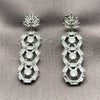 Rhodium Gold Filled Long Earring, Leaf and Cluster Design, with White Cubic Zirconia, Polished, Rhodium Finish, 02.282.0176.2