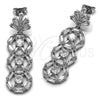 Rhodium Gold Filled Long Earring, Leaf and Cluster Design, with White Cubic Zirconia, Polished, Rhodium Finish, 02.282.0176.2