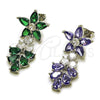 Rhodium Gold Filled Long Earring, with White and Green Cubic Zirconia, Polished, Rhodium Finish, 02.282.0140.2 for wholesale, additional product view 5