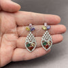Rhodium Gold Filled Long Earring, Heart and Cluster Design, with Multicolor and White Cubic Zirconia, Polished for wholesale, additional product view 3