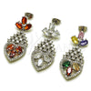 Rhodium Gold Filled Long Earring, Heart and Cluster Design, with Multicolor and White Cubic Zirconia, Polished for wholesale, additional product view 5