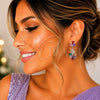 Rhodium Gold Filled Long Earring, Teardrop and Leaf Design, with Multicolor and White Cubic Zirconia, Polished, Rhodium Finish, 02.282.0178.2