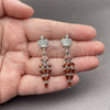 Rhodium Gold Filled Long Earring, Crown and Teardrop Design, with White and Garnet Cubic Zirconia, Polished, Rhodium Finish, 02.282.0114.4