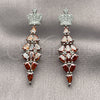 Rhodium Gold Filled Long Earring, Crown and Teardrop Design, with White and Garnet Cubic Zirconia, Polished, Rhodium Finish, 02.282.0114.4