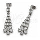 White Gold Filled Long Earring, Flower and Baguette Design, with White Cubic Zirconia, Polished, Rhodium Finish, 02.282.0113.1